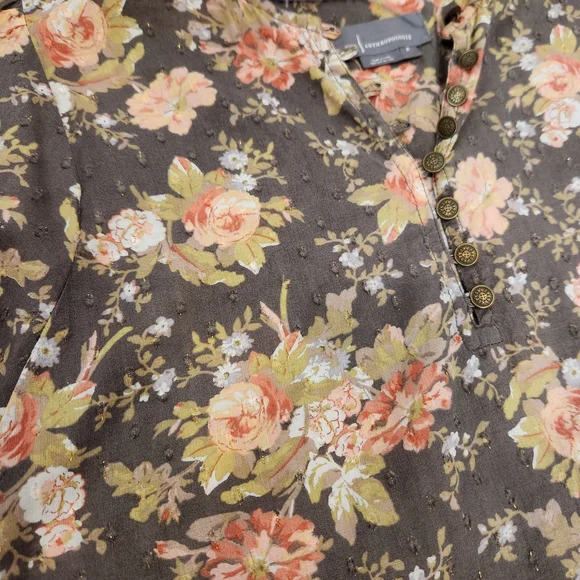 Anthropologie Light Brown Floral Blouse - Picture 3 of 4